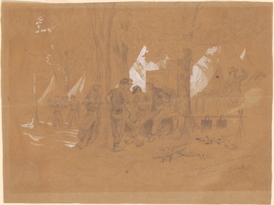 Camp Ellsworth, poblíž Alexandrie – pět Zouaves od Emanuel Gottlieb Leutze