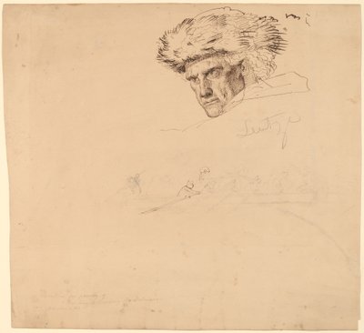 Studie pro „Washington Crossing the Delaware“ [recto] od Emanuel Gottlieb Leutze