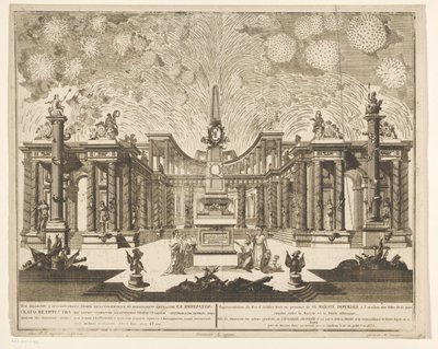 Vuurwerk v Moskou bij de viering van het einde van de Russisch-Turkse Oorlog, 1775 (akt III) Reprezentace ohňostrojů, odpálená za přítomnosti Jeho císařského Veličenstva u příležitosti Oslav míru uzavřených mezi Ruskem a Osmanskou branou (seriál od Emel