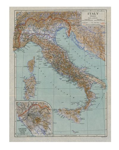 Mapa starověké Itálie, c1910. od Emery Walker