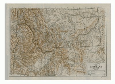 Mapa Idaha a Montany, USA, c1910. od Emery Walker