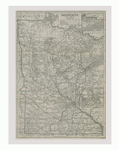 Mapa Minnesoty, USA, c1900. od Emery Walker