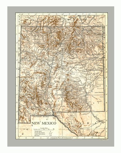 Mapa Nového Mexika, c1900. od Emery Walker