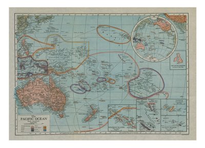 Mapa Tichého oceánu, c1910. od Emery Walker