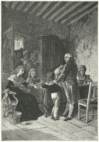 Ludvík XVI. a jeho rodina uvězněni v chrámu od Emile Antoine (after) Bayard