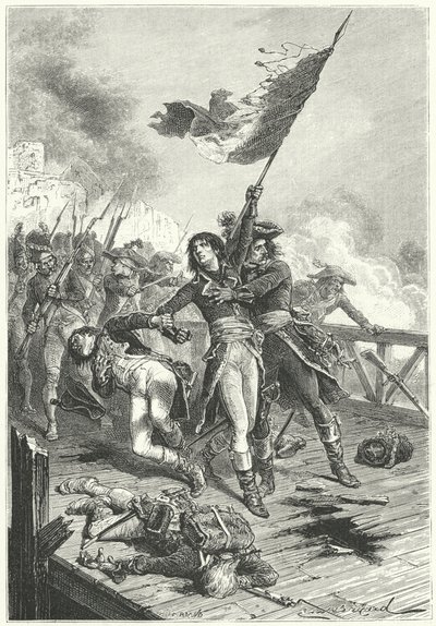 Napoleon Bonaparte na mostě v Arcole od Emile Antoine (after) Bayard