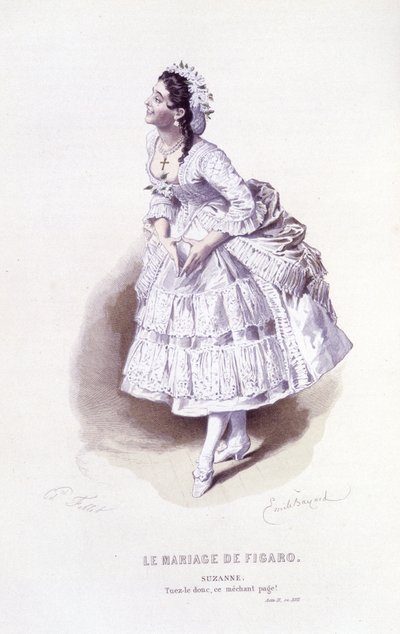 Kompletní dílo Beaumarchaise (1732-1799) od Edouarda Fourniera, Ed. Laplace, Sanchez et Cie, Paříž 1876 (rytina) od Emile Antoine Bayard