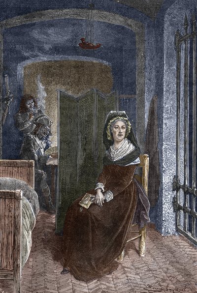 Marie Antoinetta zavřená ve věznici Conciergerie v Paříži od Emile Antoine Bayard