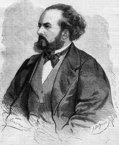 Portrét Gustava Hippolyte (Gustave-Hippolyte) Roger (1815-1879), francouzský tenor - kresba Emile Bayard od Emile Antoine Bayard