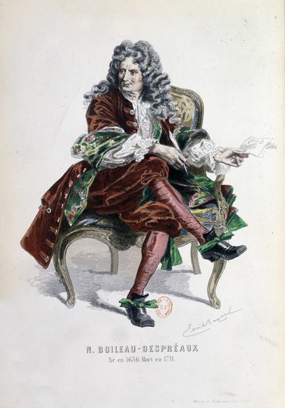 Portrét Nicolase Boileau Despreaux (Boileau-Despreaux) (1636-1711) v "Works of Nicolas Boileau" Paris 1873 (rytina) od Emile Antoine Bayard