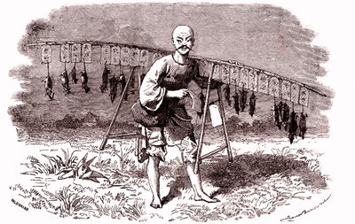 Rotan tappaja Kiinassa. 1874 (kaiverrus) od Emile Antoine Bayard