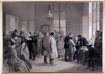 Scény očkování v laboratoři normální školy v roce 1886 (kresba) od Emile Antoine Bayard