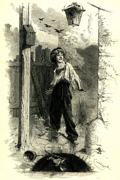Victor Hugo: Bídníci. Gavroche, dítě z Paříže. Ilustrace Emile Bayard. od Emile Antoine Bayard