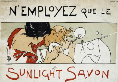 Používejte pouze mýdlo Sunlight, Matka pere záchod a prádlo pro své dítě rozšířené - Berchmans, konec 19. století od Émile Berchmans