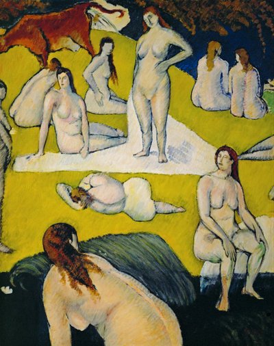 Baigneuses a la vache rouge (olej na plátně) od Emile Bernard