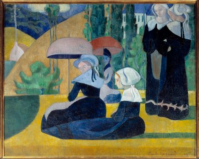 Bretonci s deštníky od Emile Bernard