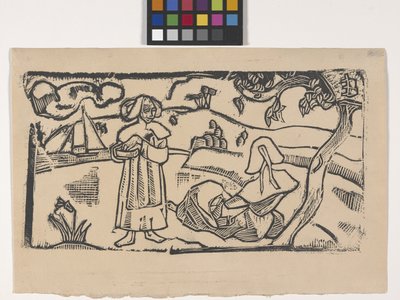 Deux Bretonnes (dvě bretonské ženy) (dřevěný tisk) od Emile Bernard