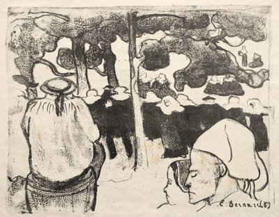 Les Bretonneries: Svatba v Bretani (La Noce en Bretange) od Emile Bernard