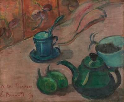 Zátiší s konvicí, šálkem a ovocem od Emile Bernard