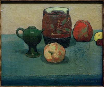 Zátiší s korbelem piva a jablky od Emile Bernard
