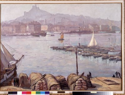 Starý přístav Marseille a Notre Dame de la Garde (Notre-Dame-de-la-Garde), nazývaný také Dobrá matka““ Obraz Emila Bernarda (1868-1941) 1929 Rozm. 77,5x107 cm Povinná zmínka: Kolekce zakládající pozdrav z Provence, Marseille od Emile Bernard