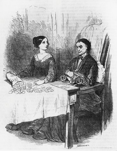 Ilustrace pro Eugenie Grandet, román Honore de Balzaca (1799-1850) z vícesvazkové sbírky s názvem Lidská komedie, rytina Emile Deschamps (1822-1893) od Emile Deschamps