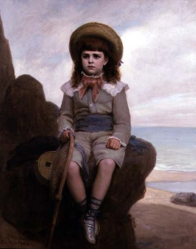 Chlapec na skále se sítí na krevety od Emile Dupont-Zipcy