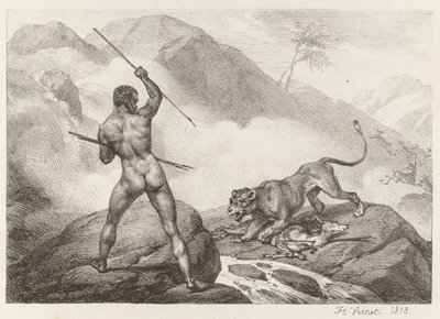 Africký lovec od Emile Jean Horace Vernet