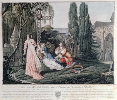 Ludvík XIV. při pronásledování Louise de la Valliere, která se po hádce s králem v roce 1662 uchýlila do karmelitánského kláštera v Chaillot od Emile Jean Horace Vernet