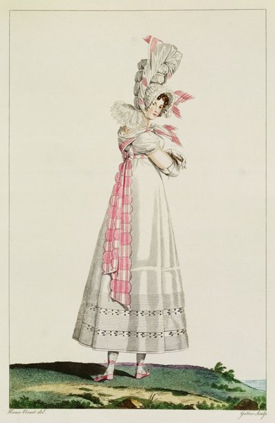 Summer Dress, módní štítek z „Incroyables et Merveilleuses“, vyrytý Georgesem Jacquesem Gatinem (1773-1831), kolem 1815 od Emile Jean Horace Vernet