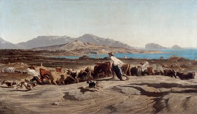 Pohled na Marseille, na denní procházce po Aygalades - Obraz Emile Loubona (1809-1863) od Emile Loubon
