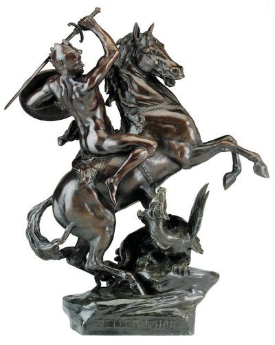 Bellerophon zabíjející Chimaeru (bronz) od Emile Louis (after) Picault