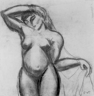 Figurální studie. Stojící žena en face s drapérie. od Emile Othon Friesz