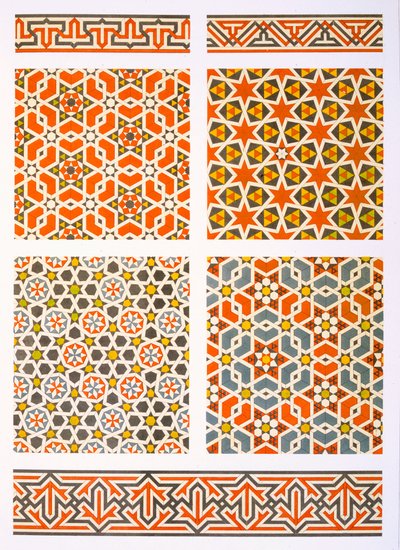 Káhira: Geometrická nástěnná výzdoba, 15. a 16. století (tisk) od Emile Prisse d
