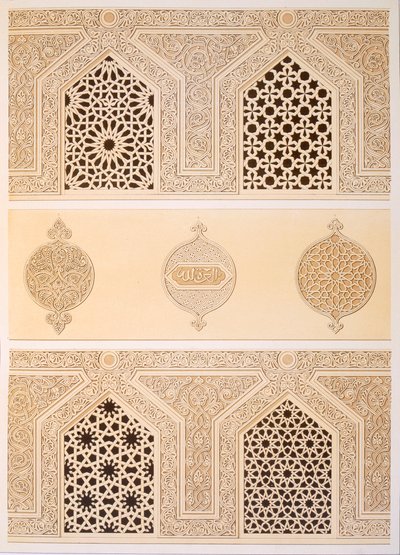 Tekih Cheik Hacen Sadaka, tj. pohřební nebo hrobová mešita sultána Hassana, Káhira, 19. století (chromolitho) od Emile Prisse d