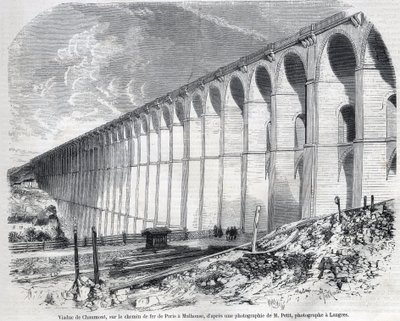 Chaumont viadukt na železnici z Paříže do Mulhouse. Rytina podle skici od Ralpha v „“The Illustrous World““, 09.05.1857. Soukromá sbírka. od Emile Theodore Therond