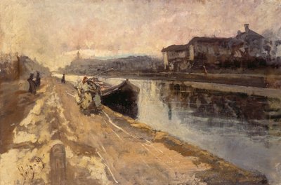 Obyvatelé podél kanálu Naviglio od Emilio Gola