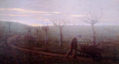 Návrat z lesa, Emilio Longoni (1859-1932), olej na plátně, 67x120 cm od Emilio Longoni