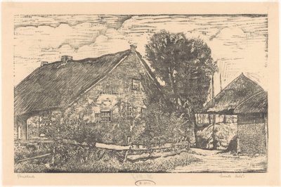 Farma se stodolou na seno od Emilius Wilhelmus Dehé (signed by artist)