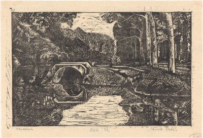 Most přes kanál v lese od Emilius Wilhelmus Dehé (signed by artist)