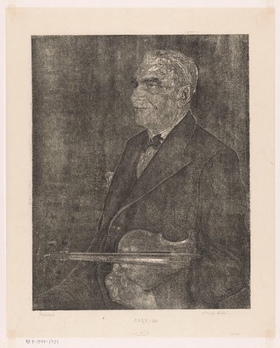 Portrét umělcova otce s houslemi od Emilius Wilhelmus Dehé (signed by artist)