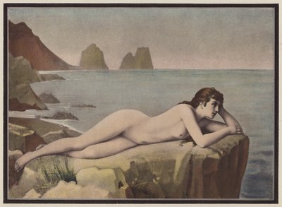 Delerium, žena ležící na vrcholu útesu (barva litho) od Emmanuel Benner