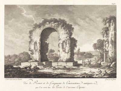 Pohled na ruiny a fragmenty starověké stavby...starověké Capuy od Emmanuel Jean Nepomucène de Ghendt after Claude Louis Châtelet