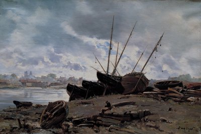 Lodě uvízlé na Dieppe od Emmanuel Lansyer