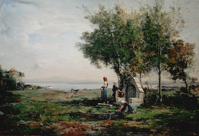 Ženy u fontány od Emmanuel Lansyer