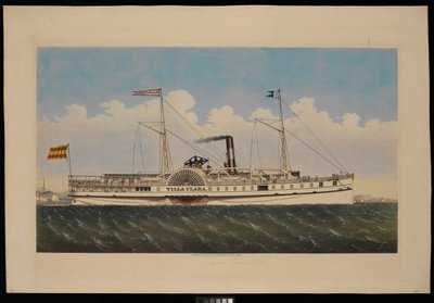 S.S. Villa Clara s výhledem na New York (litografie, kolorovaná) od Endicott Endicott