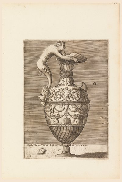Ewer se satyrem držící velkou lasturu (Vico) od Enea Vico
