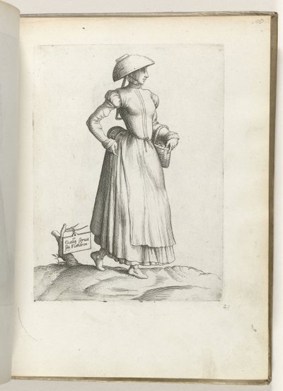Nechte si Gallu nebo Flandrena. (název na objektu) Dienstbode uit Vlaanderen, gekleed volgens de mode van ca. 1550 Postoje různých národů našeho věku (název série) od Enea Vico
