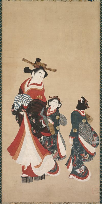 Kurtizána a průvodčí, c. 1748-1751. od Engetsudo