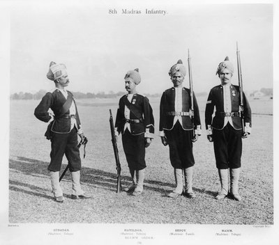 8. pěchota Madras, kolem roku 1897 (černobílá fotografie) od English Photographer